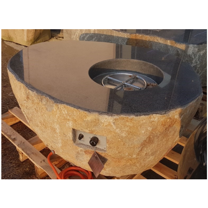 Elementi Pear Granite Boulder Outdoor Firepit - Natural Gas - Setup Service