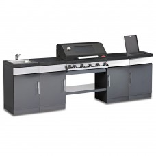 Beefeater Discovery Plus 1100 5 Burner Outdoor Kitchen with Sink Unit and Side Burner Unit